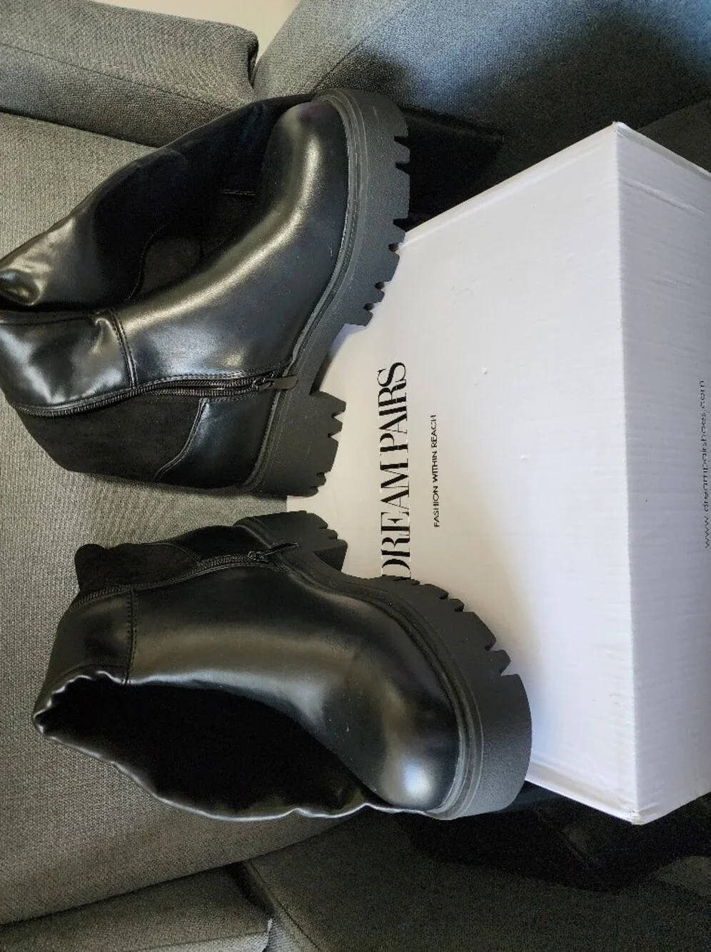 Dream Pairs Black Over-the-Knee Chunky Lug Sole Boots